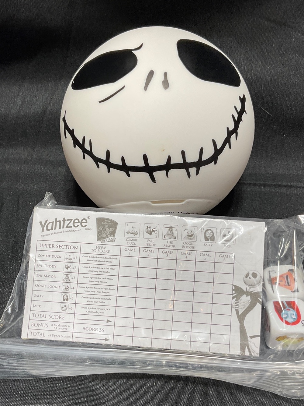 The Nightmare Before Christmas Jack Skellington Yahtzee Game